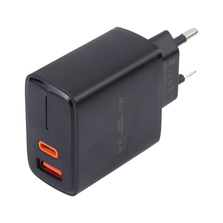LZ-1130 PD 20W Type-C+QC 3.0 USB 快速充電器，20W 歐盟插頭，20W 美國插頭