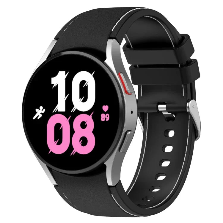 通用皮革紋理矽膠錶帶，適用於 Samsung Galaxy Watch5 / Watch5 Pro / Watch4