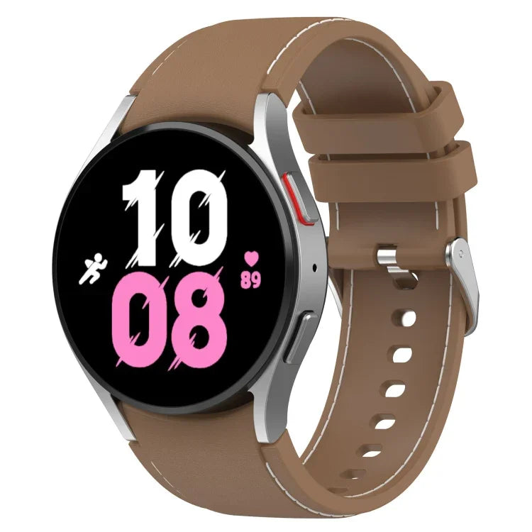 通用皮革紋理矽膠錶帶，適用於 Samsung Galaxy Watch5 / Watch5 Pro / Watch4