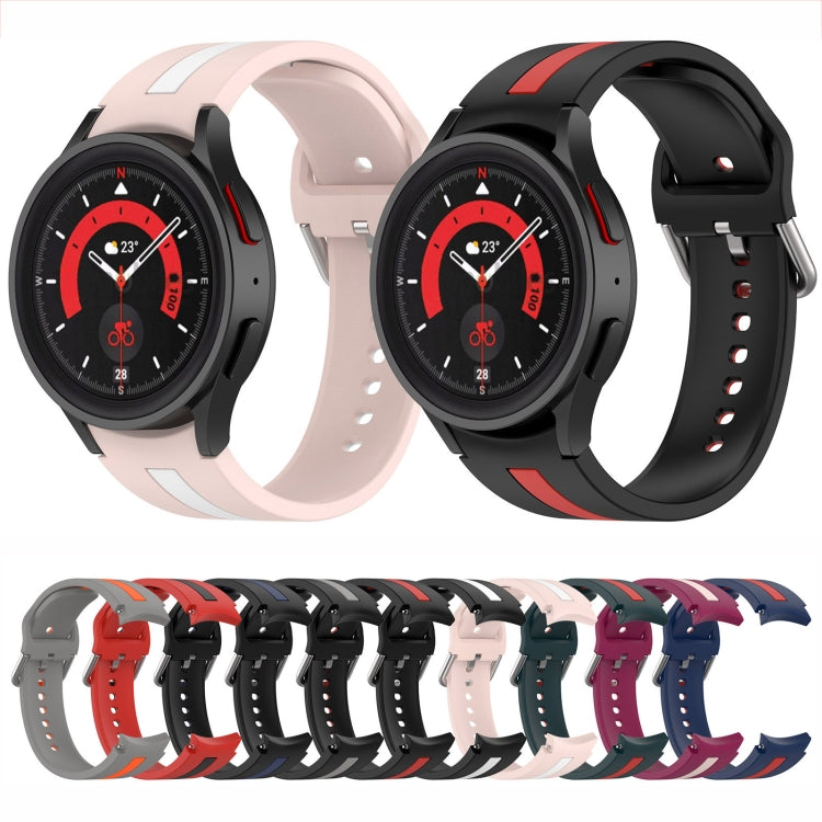 雙色條紋矽膠錶帶，適用於 Samsung Galaxy Watch5 / Watch5 Pro
