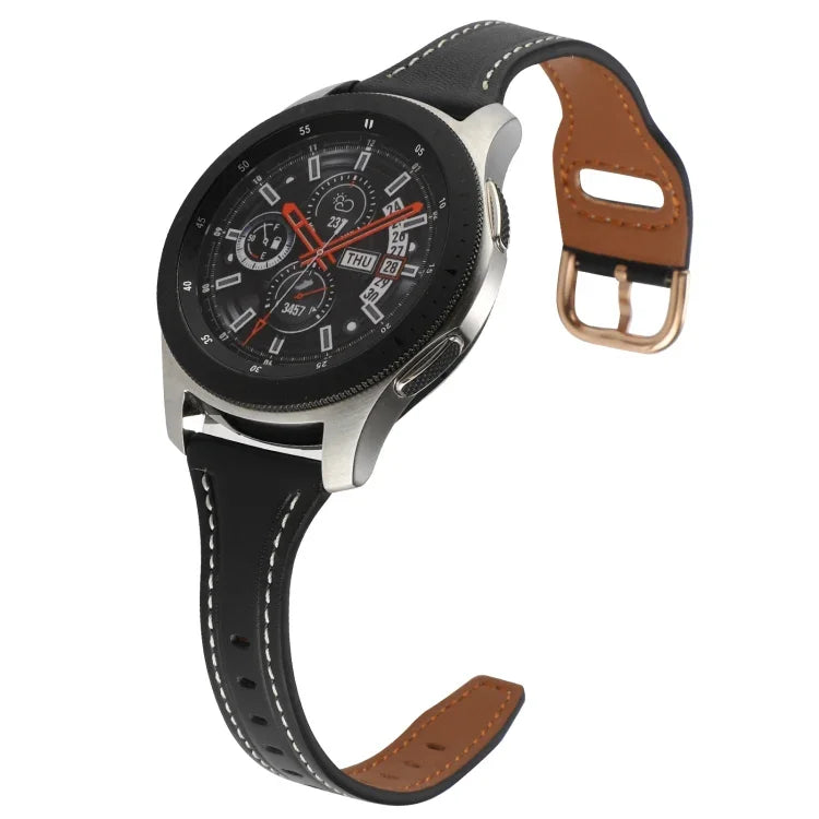 22mm 反扣真皮錶帶，適用於 Samsung Galaxy Watch3 / 華為 Watch GT3 Pro