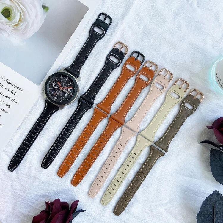 22mm 反扣真皮錶帶，適用於 Samsung Galaxy Watch3 / 華為 Watch GT3 Pro