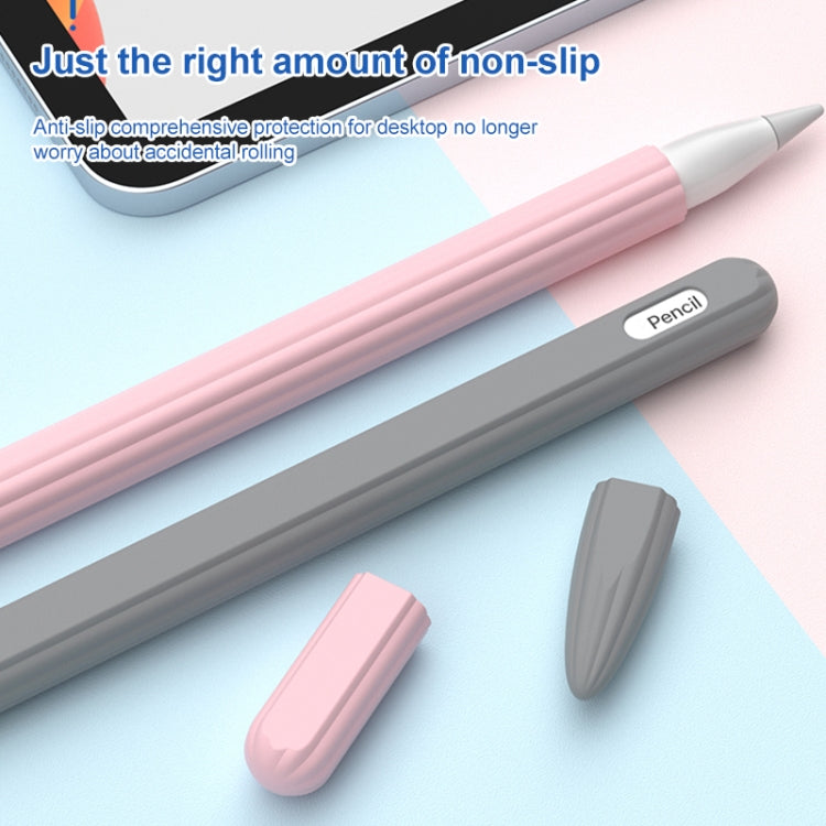 3 合 1 條紋液態矽膠觸控筆保護套，附兩個筆尖蓋，適用於 Apple Pencil 1，適用於 Apple Pencil 2