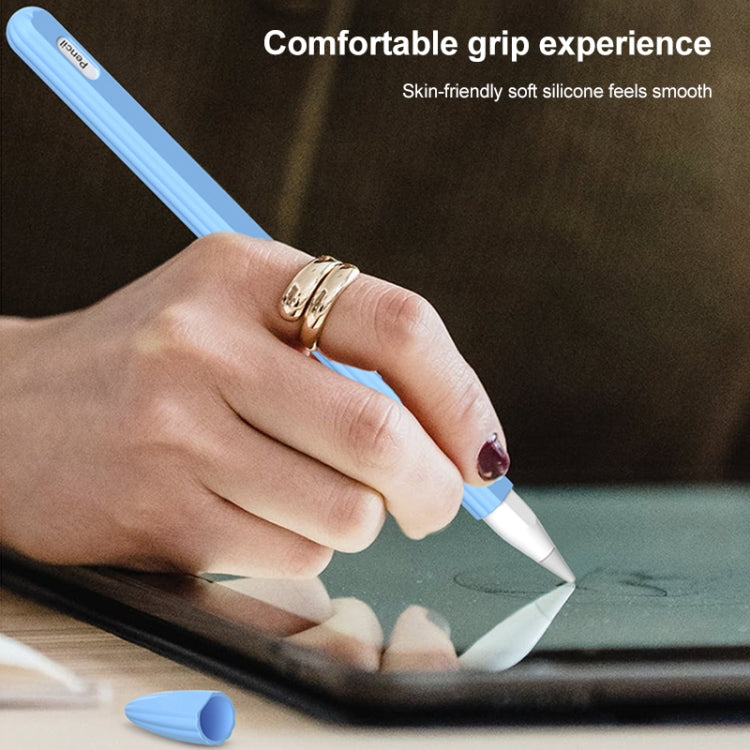 3 合 1 條紋液態矽膠觸控筆保護套，附兩個筆尖蓋，適用於 Apple Pencil 1，適用於 Apple Pencil 2