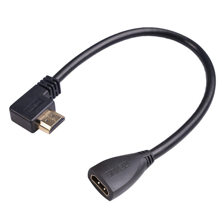 HDL-03 30cm HDMI 公彎頭對母轉接線，左角，90 度，270 度