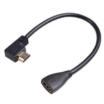 HDL-03 30cm HDMI 公彎頭對母轉接線，左角，90 度，270 度
