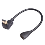 HDL-03 30cm HDMI 公彎頭對母轉接線，左角，90 度，270 度