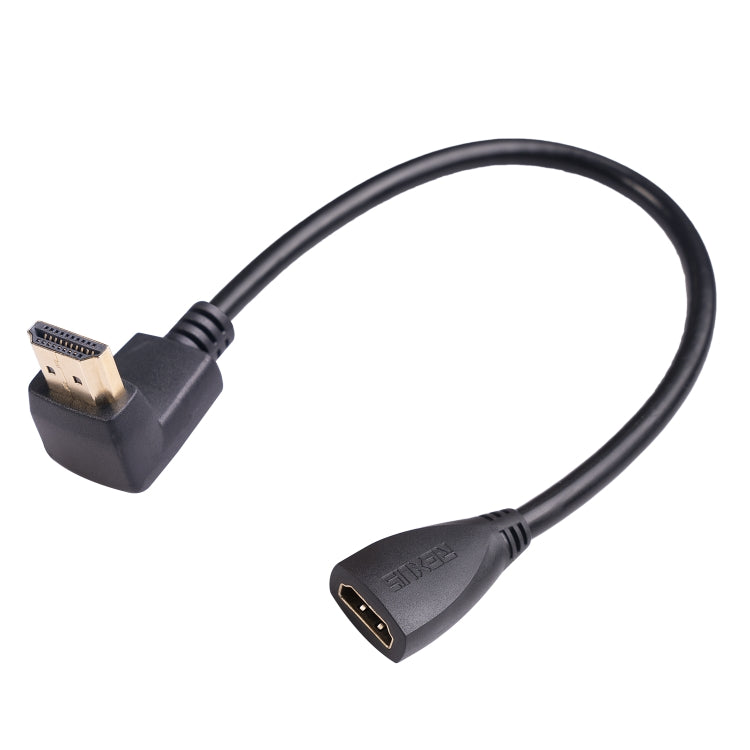 HDL-03 30cm HDMI 公彎頭對母轉接線，左角，90 度，270 度