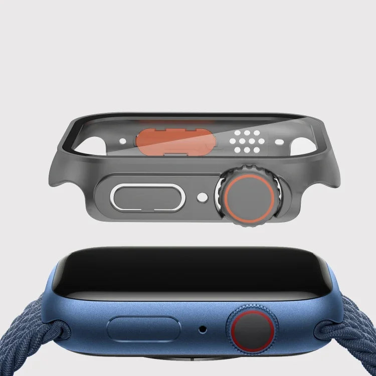 適用於 Apple Watch Series 9 / 8 / 7 45mm 的 PC 膜錶殼，帶可拆卸按鈕，適用於 Apple Watch Series 9 / 8 / 7 45mm