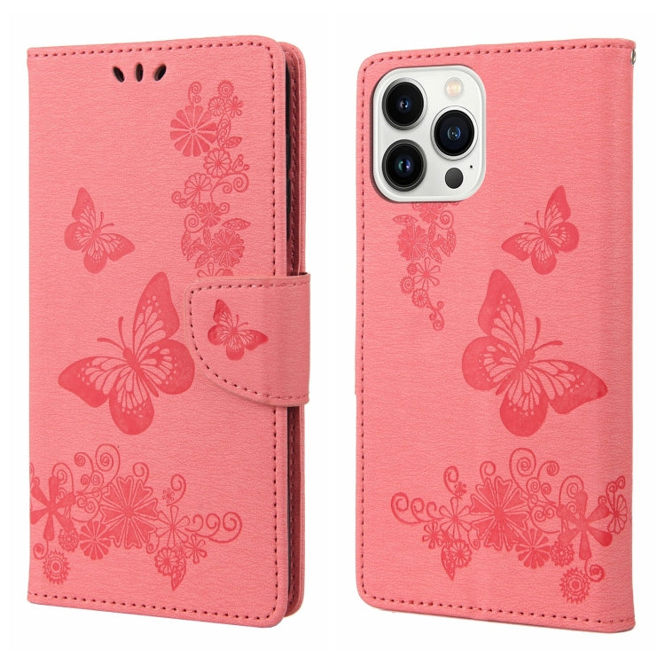 Butterfly Embossed Horizontal Flip Leather Phone Case, For iPhone 14, For iPhone 14 Plus, For iPhone 14 Pro, For iPhone 14 Pro Max
