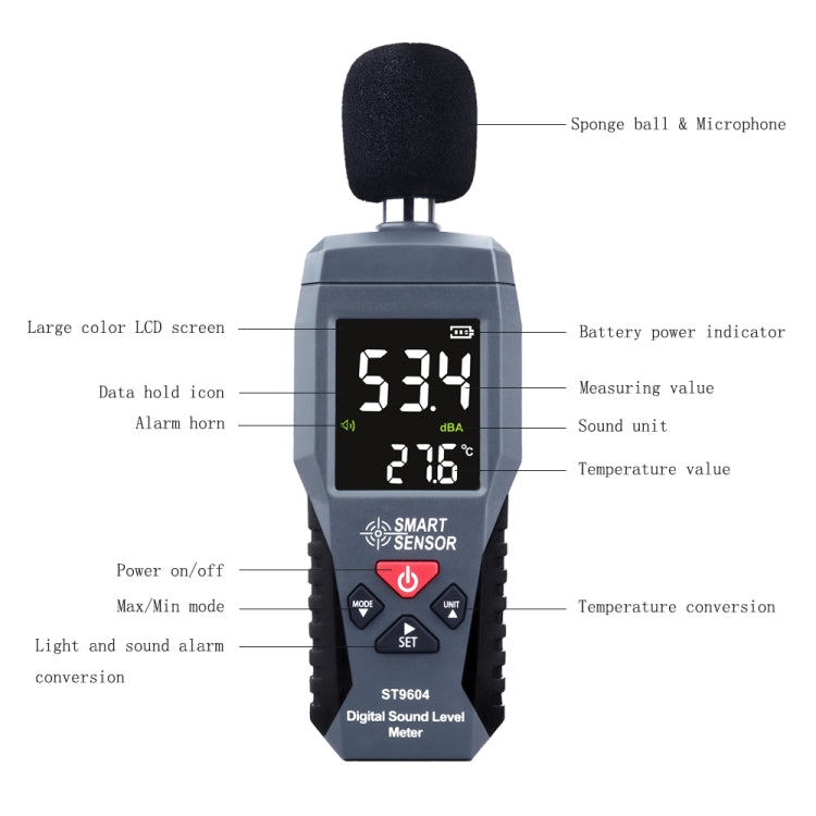 SmartSensor dB 分貝檢測器音頻測試儀, ST9604, AS804