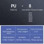 LAIZE 10個PU塑料直通氣動快速接頭，PU-4，PU-6，PU-8，PU-10，PU-12，PU-14，PU-16