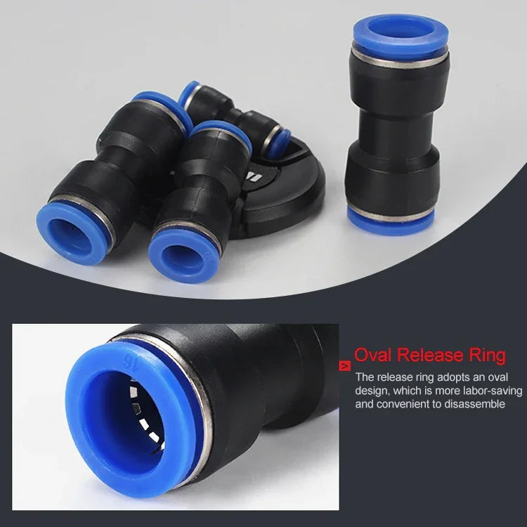 LAIZE 10個PU塑料直通氣動快速接頭，PU-4，PU-6，PU-8，PU-10，PU-12，PU-14，PU-16