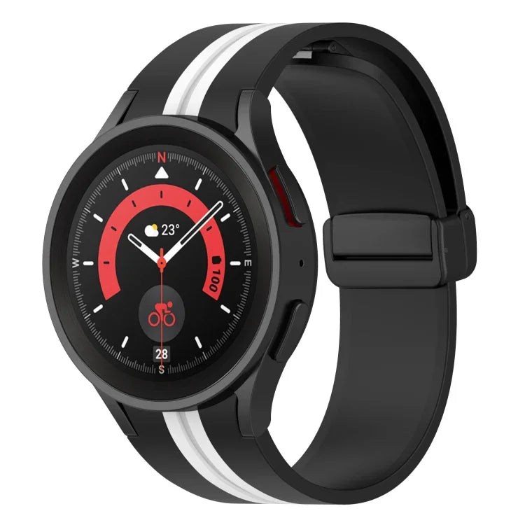 雙色條紋矽膠錶帶，適用於 Samsung Galaxy Watch5 Pro