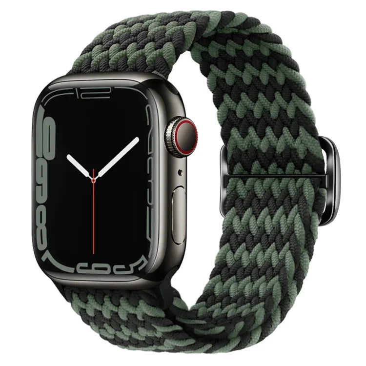 扣環尼龍編織錶帶，適用於 Apple Watch Ultra 49mm / Series 8&7 45mm / SE 2&6&SE&5&4 44mm / 3&2&1 42mm