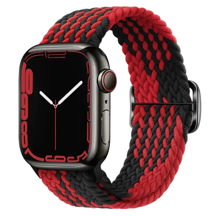 扣環尼龍編織錶帶，適用於 Apple Watch Ultra 49mm / Series 8&7 45mm / SE 2&6&SE&5&4 44mm / 3&2&1 42mm