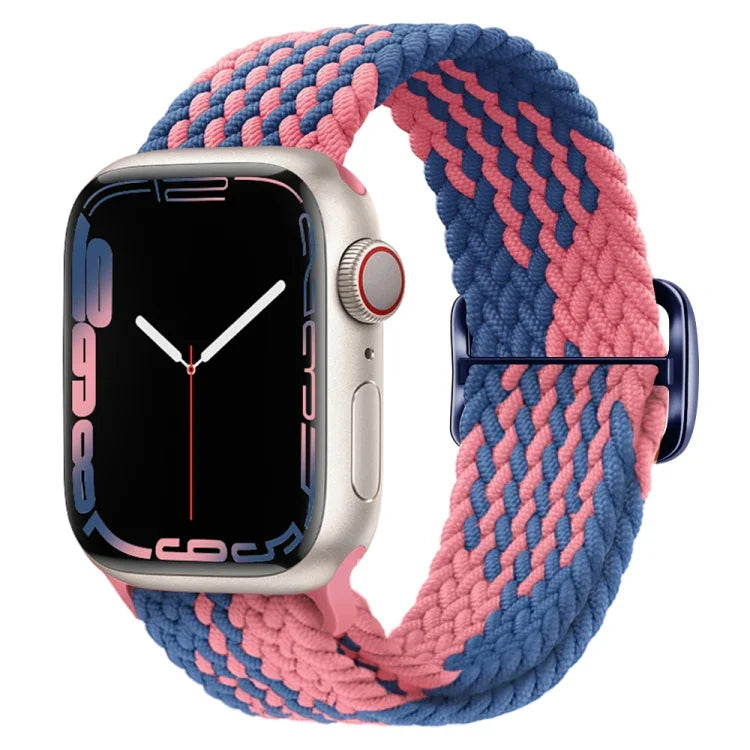 扣環尼龍編織錶帶，適用於 Apple Watch Ultra 49mm / Series 8&7 45mm / SE 2&6&SE&5&4 44mm / 3&2&1 42mm