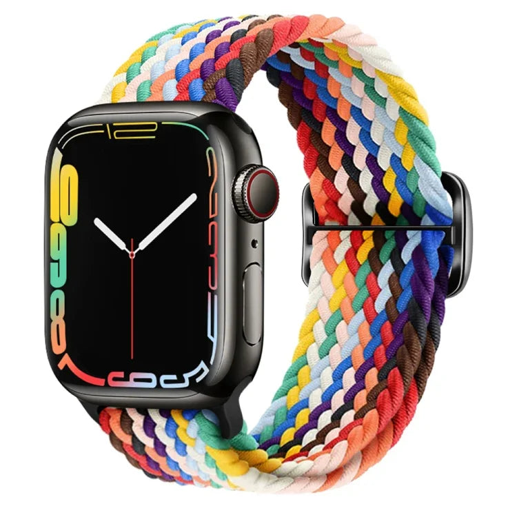 扣環尼龍編織錶帶，適用於 Apple Watch Ultra 49mm / Series 8&7 45mm / SE 2&6&SE&5&4 44mm / 3&2&1 42mm