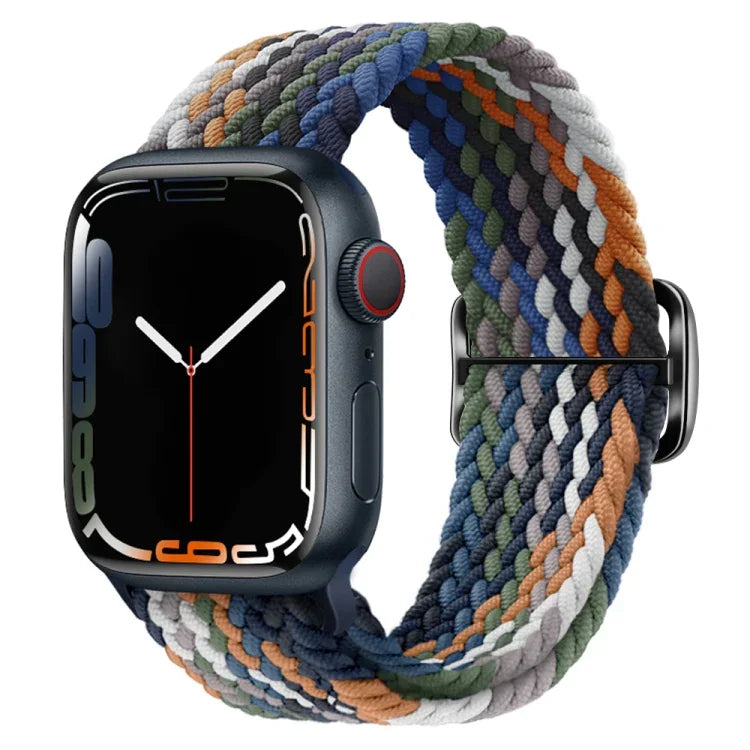 扣環尼龍編織錶帶，適用於 Apple Watch Ultra 49mm / Series 8&7 45mm / SE 2&6&SE&5&4 44mm / 3&2&1 42mm
