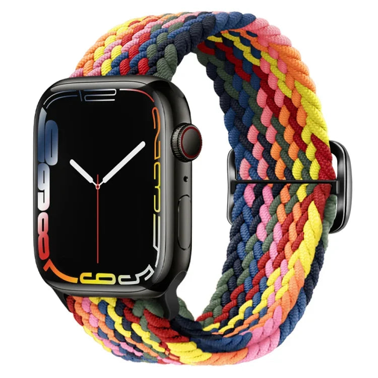 扣環尼龍編織錶帶，適用於 Apple Watch Ultra 49mm / Series 8&7 45mm / SE 2&6&SE&5&4 44mm / 3&2&1 42mm