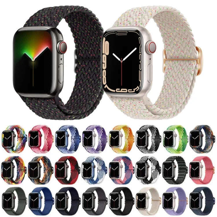 扣環尼龍編織錶帶，適用於 Apple Watch Ultra 49mm / Series 8&7 45mm / SE 2&6&SE&5&4 44mm / 3&2&1 42mm