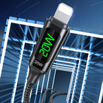 awei CL-123L 1m USB-C / Type-C 轉 8Pin 數位顯示數據快充線，CL-123L
