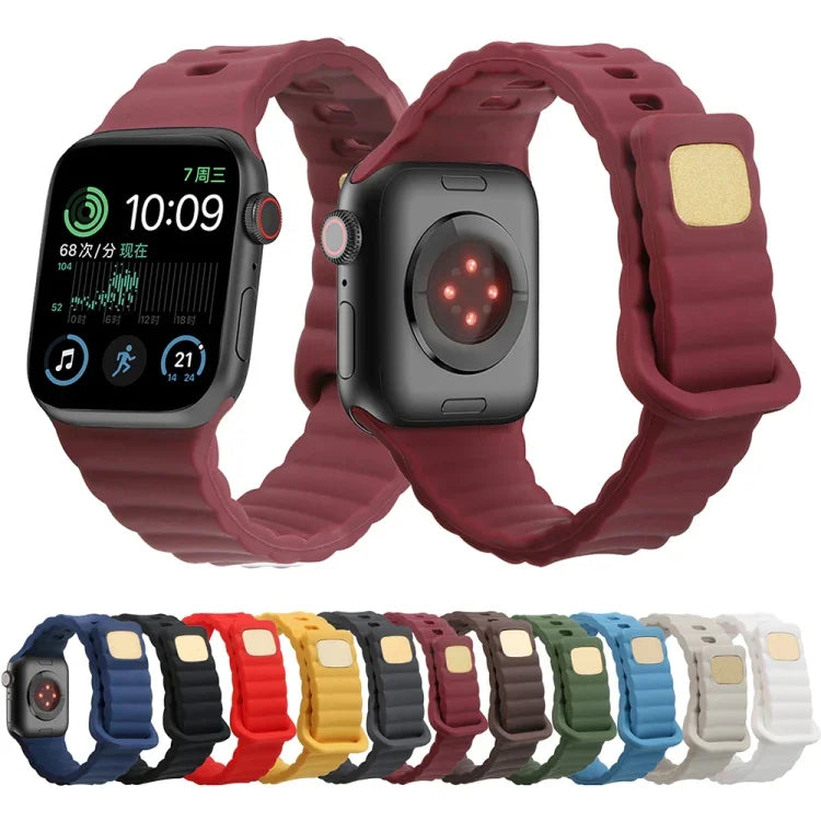 反扣矽膠錶帶，適用於 Apple Watch Ultra 49mm / Series 8&7 45mm / SE 2&6&SE&5&4 44mm / 3&2&1 42mm，適用於 Apple Watch Series 8&7 41mm / SE 2&6&SE&5&4 40mm / 3&2&1 38mm