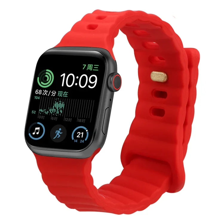 反扣矽膠錶帶，適用於 Apple Watch Ultra 49mm / Series 8&7 45mm / SE 2&6&SE&5&4 44mm / 3&2&1 42mm，適用於 Apple Watch Series 8&7 41mm / SE 2&6&SE&5&4 40mm / 3&2&1 38mm
