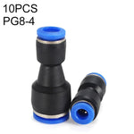 LAIZE 10個塑料減徑直通氣動快速接頭，PG6-4，PG8-4，PG8-6，PG10-6，PG10-8，PG12-8，PG12-10，PG16-12