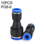 LAIZE 10個塑料減徑直通氣動快速接頭，PG6-4，PG8-4，PG8-6，PG10-6，PG10-8，PG12-8，PG12-10，PG16-12