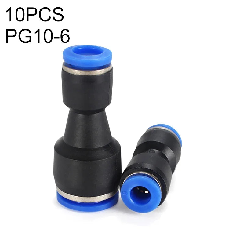LAIZE 10個塑料減徑直通氣動快速接頭，PG6-4，PG8-4，PG8-6，PG10-6，PG10-8，PG12-8，PG12-10，PG16-12