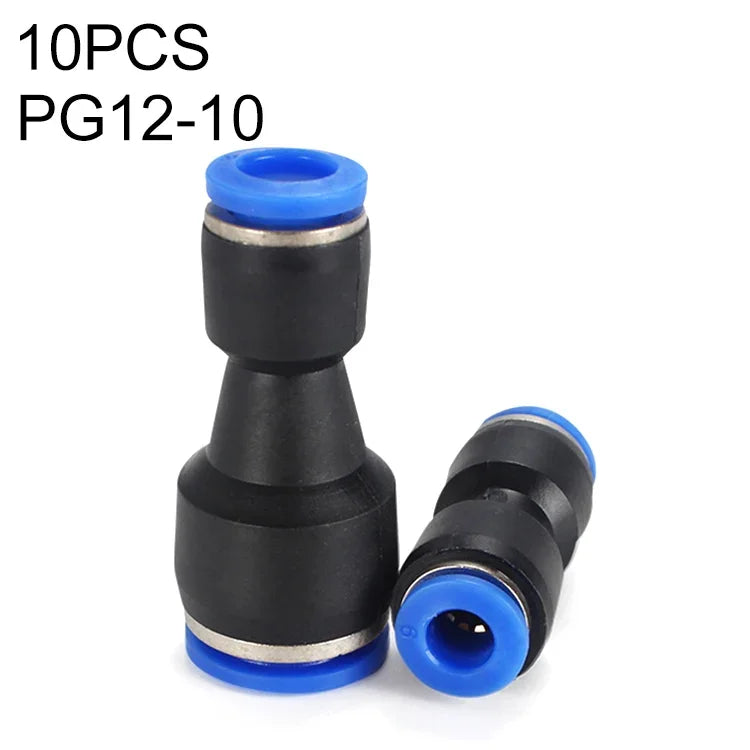 LAIZE 10個塑料減徑直通氣動快速接頭，PG6-4，PG8-4，PG8-6，PG10-6，PG10-8，PG12-8，PG12-10，PG16-12