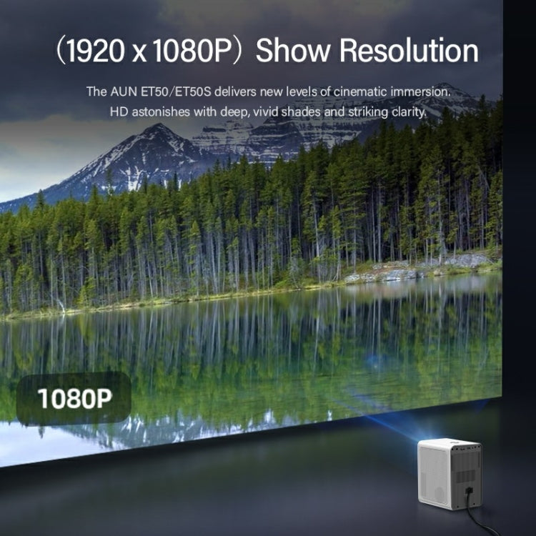 AUN ET50 4 吋 180 流明 1920x1080P 智能 LED 迷你投影機，美規插頭，歐規插頭，英規插頭，澳規插頭