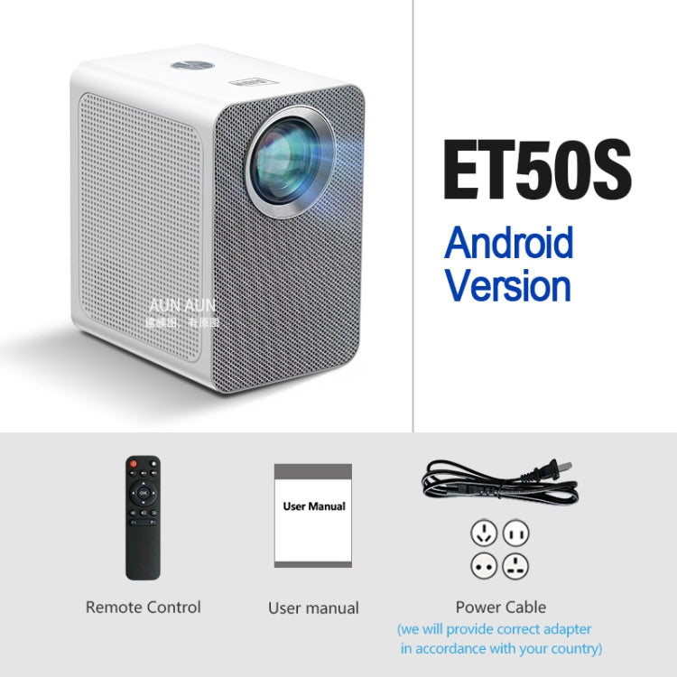 AUN ET50 4 吋 180 流明 1920x1080P 智能 LED 迷你投影機，美規插頭，歐規插頭，英規插頭，澳規插頭