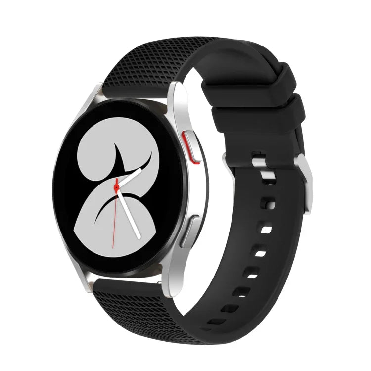 20mm 凹痕銀色錶扣矽膠錶帶，適用於 Samsung Galaxy Watch5 40mm/44mm / Watch5 Pro