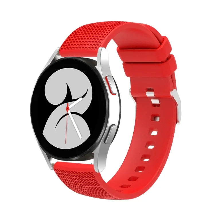 20mm 凹痕銀色錶扣矽膠錶帶，適用於 Samsung Galaxy Watch5 40mm/44mm / Watch5 Pro