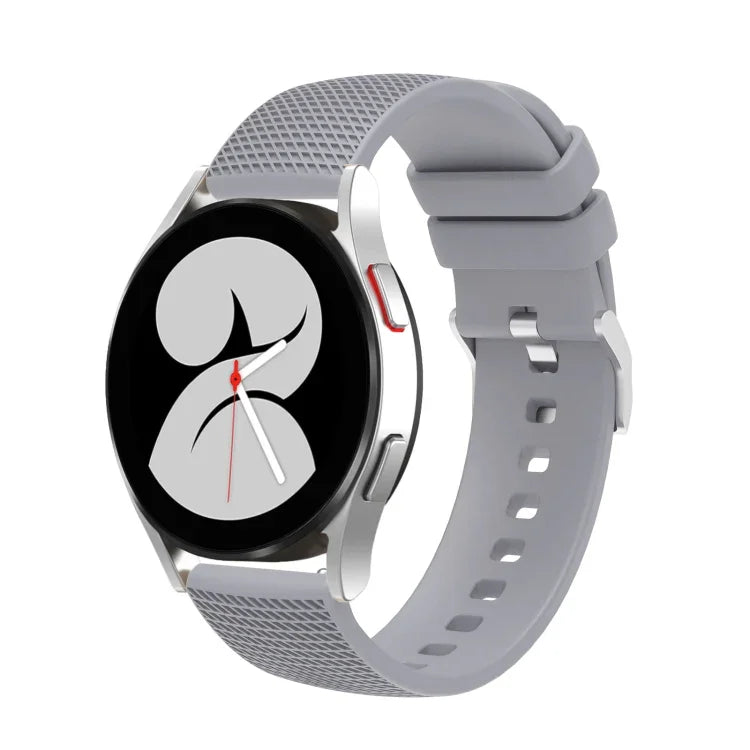 20mm 凹痕銀色錶扣矽膠錶帶，適用於 Samsung Galaxy Watch5 40mm/44mm / Watch5 Pro