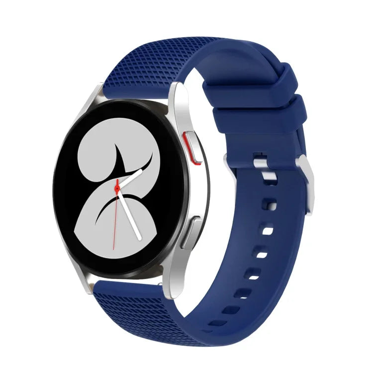 20mm 凹痕銀色錶扣矽膠錶帶，適用於 Samsung Galaxy Watch5 40mm/44mm / Watch5 Pro