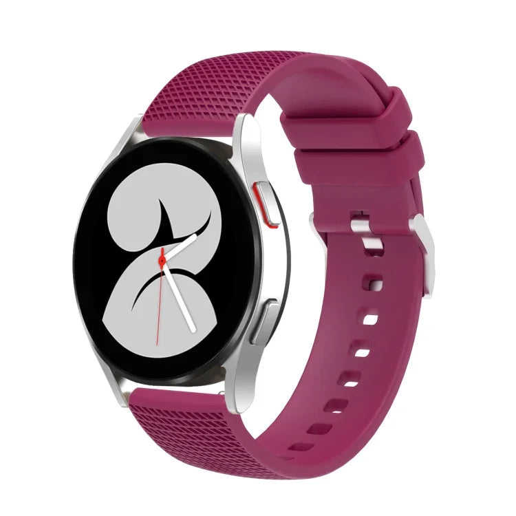 20mm 凹痕銀色錶扣矽膠錶帶，適用於 Samsung Galaxy Watch5 40mm/44mm / Watch5 Pro