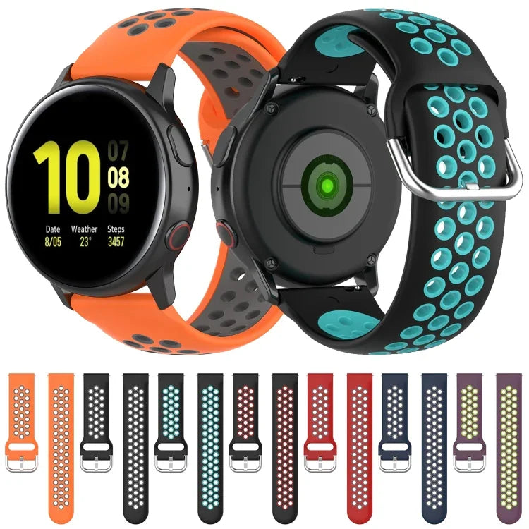 20mm 錶扣雙色運動腕帶，適用於華為 Watch GT2 42MM，適用於 Galaxy Watch Active2 / Active