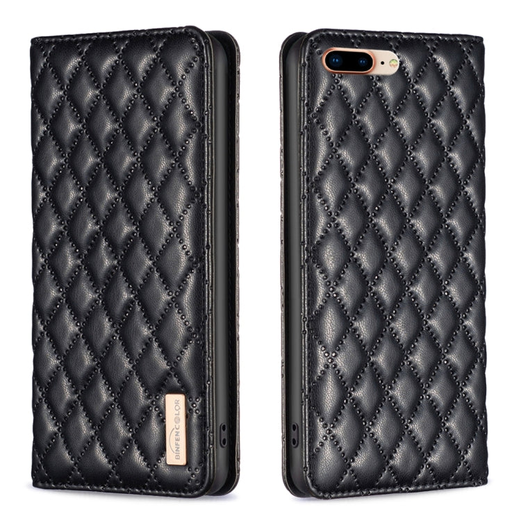 Diamond Lattice Magnetic Leather Flip Phone Case, For iPhone 8 Plus / 7 Plus