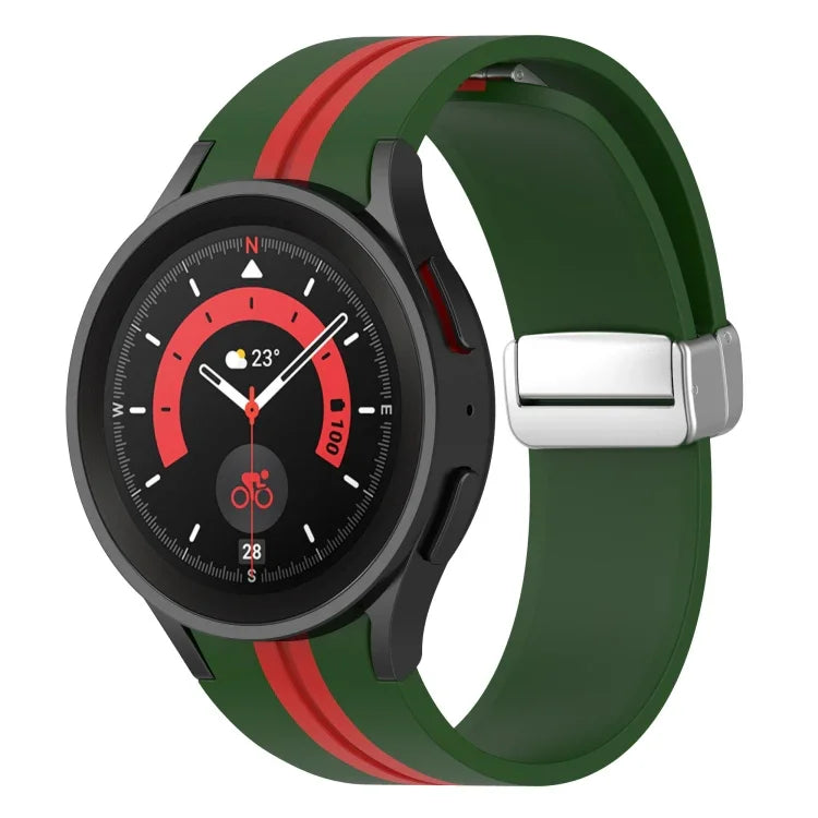 Two-color Silver Buckle Silicone Watch Band, For Samsung Galaxy Watch 5 Pro