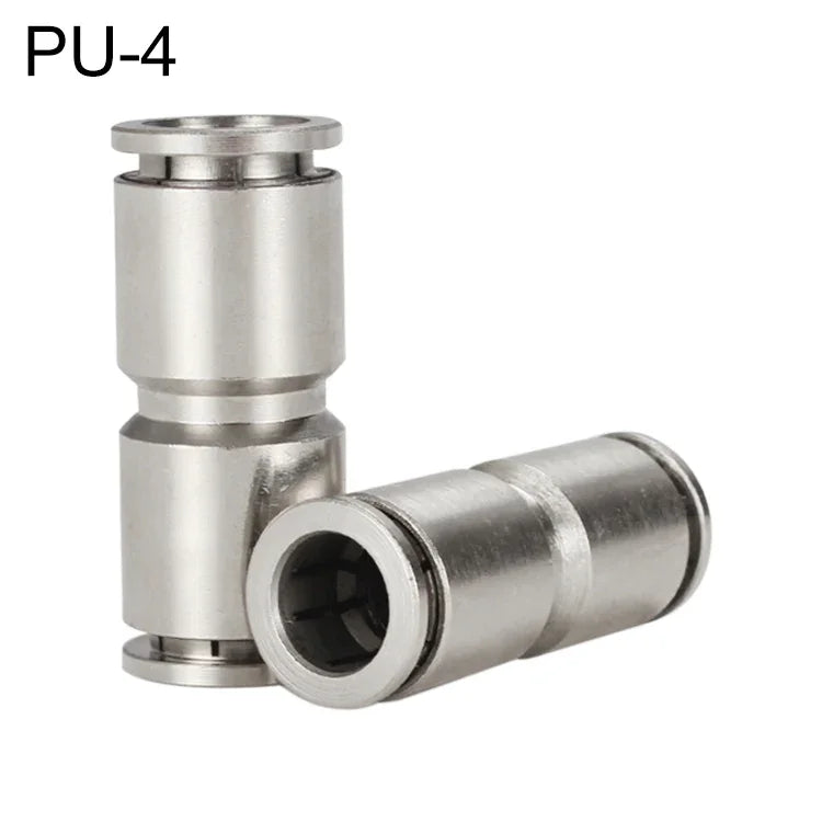 LAIZE 鎳鍍銅直通氣動快速接頭，PU-4、PU-6、PU-8、PU-10、PU-12、PU-14、PU-16