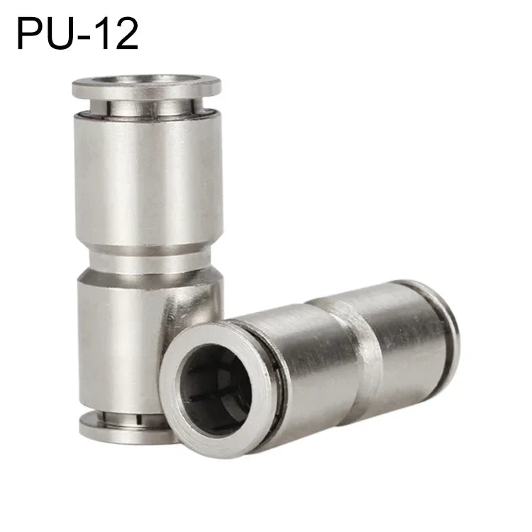 LAIZE 鎳鍍銅直通氣動快速接頭，PU-4、PU-6、PU-8、PU-10、PU-12、PU-14、PU-16