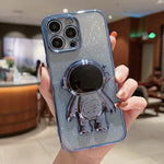 Astronaut Holder Gradient Glitter Powder Phone Case, For iPhone 11 Pro Max