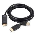 HDMI 轉 USB+DisplayPort 轉接線附電源供應，長度：1.8米，180公分