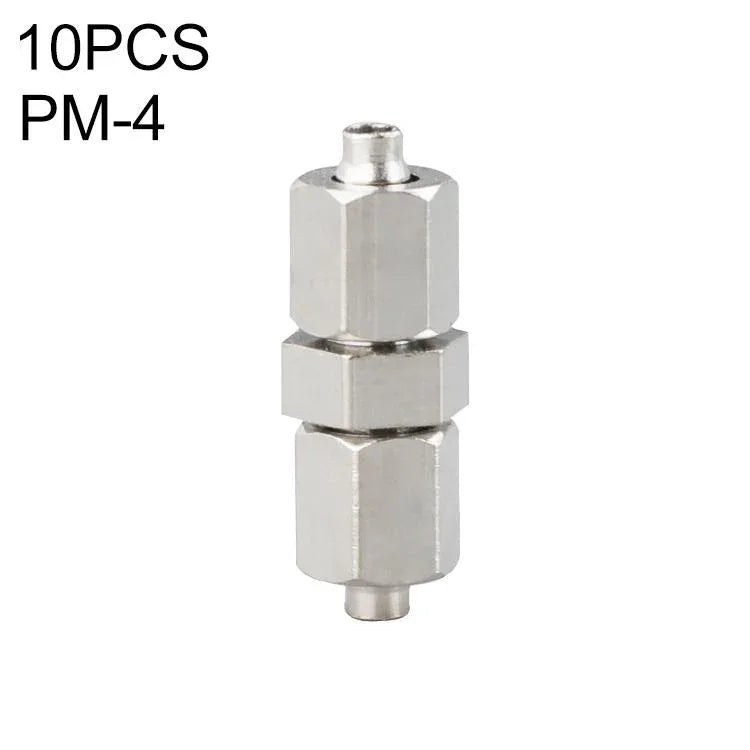 PM-4 LAIZE 2個鎳鍍銅直通氣動快速接頭，PM-4（2個）、PM-6（2個）、PM-8（2個）、PM-10（2個）、PM-12、PM-14、PM-16