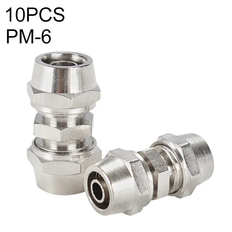 PM-4 LAIZE 2個鎳鍍銅直通氣動快速接頭，PM-4（2個）、PM-6（2個）、PM-8（2個）、PM-10（2個）、PM-12、PM-14、PM-16