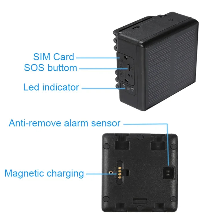 RF-V24 4G 太陽能 GPS 追蹤定位器牲畜追蹤器，帶 2G 記憶體，帶 4G 記憶體