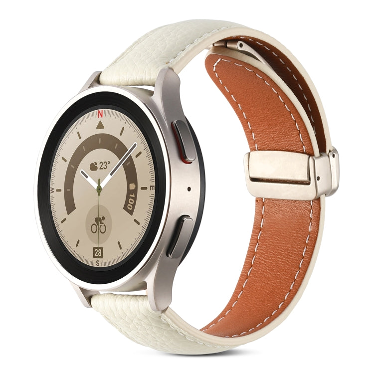 摺疊扣真皮錶帶，適用於 Samsung Galaxy Watch 5